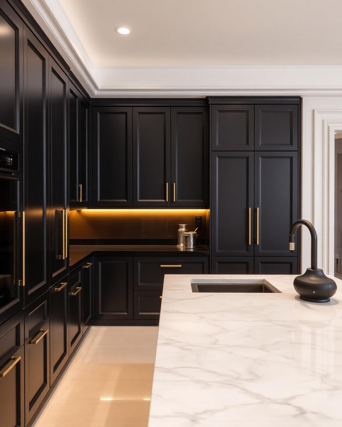 Matte Black Modular Kitchen in Jamia Nagar, Delhi